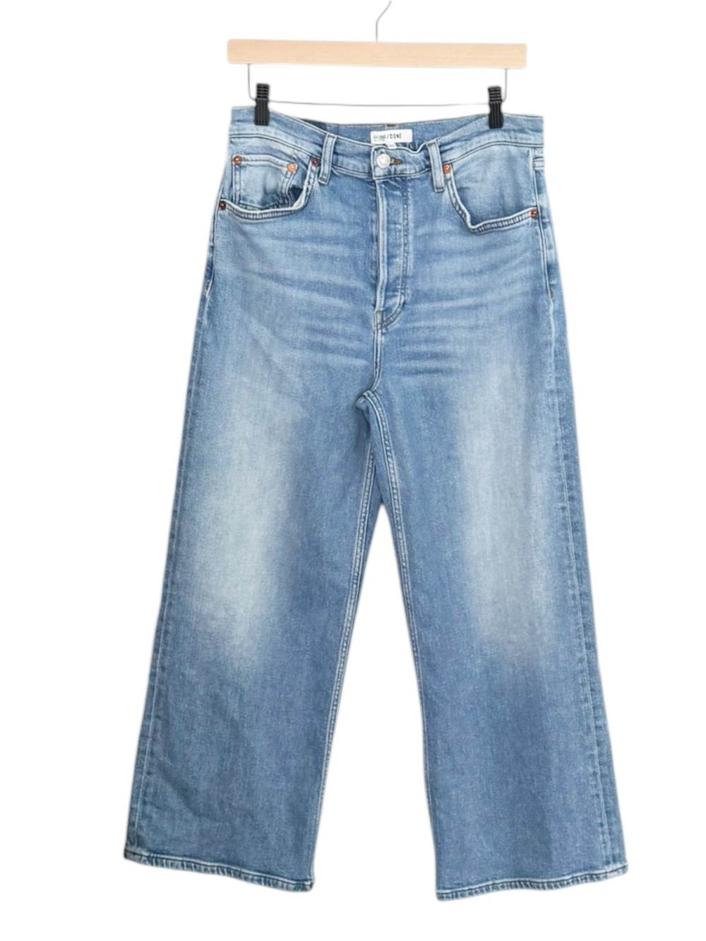 RE/DONE Wide Leg Crop Jeans in Blazed Indigo | 30 - Picture 4 of 14